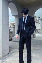 Men's British style handsome business suit suit groom wedding Korean version slim men's high-end double-breasted suit